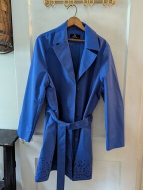 Dennis by Dennis Basso blue rain jacket 1X